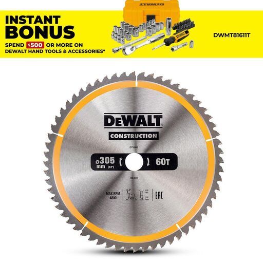 DeWalt DT1960-QZ 305mm (12") 60T Construction Circular Saw Blade