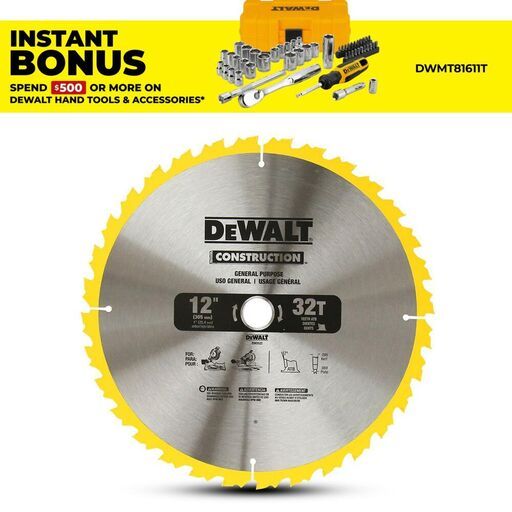 DeWalt DW3123 305mm (12") 32T Construction Circular Saw Blade