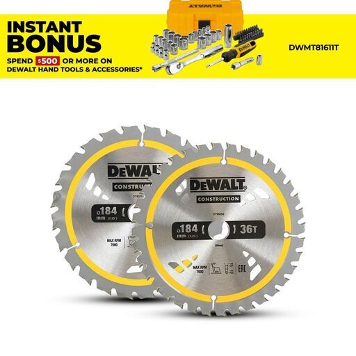DeWalt DT90253-QZ 2-Pack 184mm (7") 24T/35T Construction Circular Saw Blades