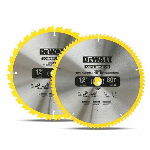 DeWalt DW3128P5 2-Pack 305mm (12") 32T/80T Construction Circular Saw Blades – image 2