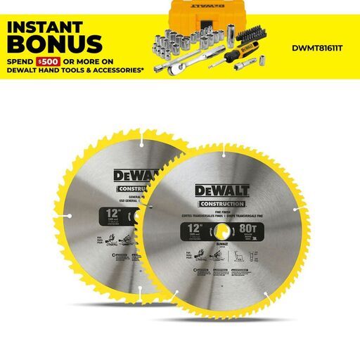 DeWalt DW3128P5 2-Pack 305mm (12") 32T/80T Construction Circular Saw Blades