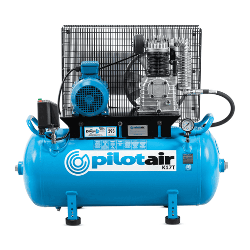 Pilot Air K17T 2.2kW/3HP 100L 3 Phase Industrial Reciprocating Air Compressor