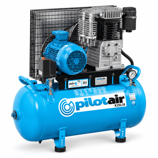 Pilot Air K25L18 3kW/4HP 100L 3 Phase Industrial Reciprocating Air Compressor