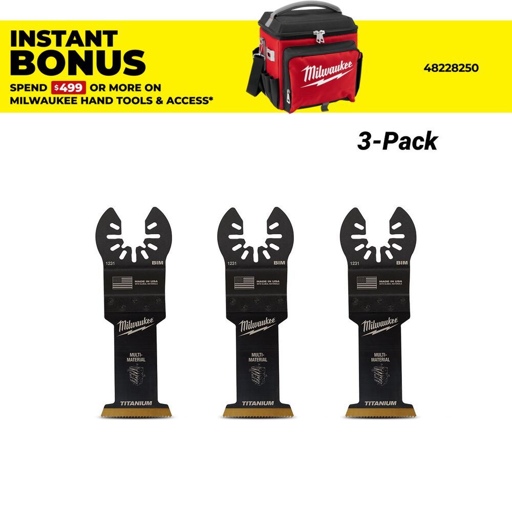 Milwaukee 49251233 3-Pack 35mm (1 3/8") OPEN-LOK Titanium Enhanced Bi-Metal Multi-Material Blade  – image 1