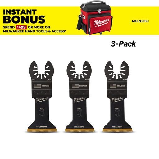 Milwaukee 49251263 3-Pack 45mm (1 3/4") OPEN-LOK Titanium Enhanced Bi-Metal Metal Blade 