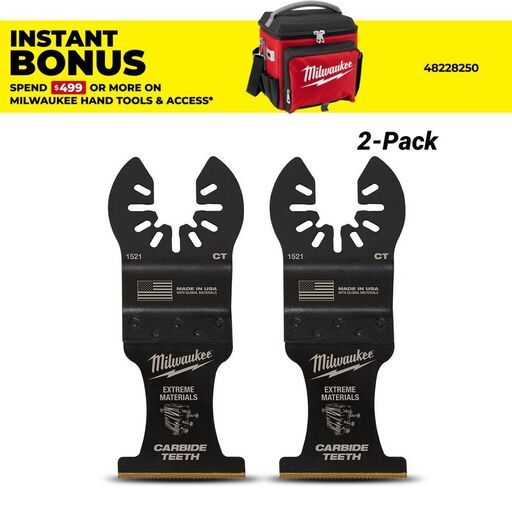 Milwaukee 49251522 2-Pack 35mm (1 3/8") OPEN-LOK Extreme Material Titanium Enhanced Carbide Teeth Blade