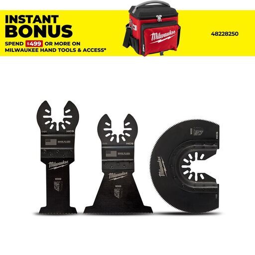 Milwaukee 49109004 3pce Open-Lok Wood Cutting Multi Tool Blade Variety Pack