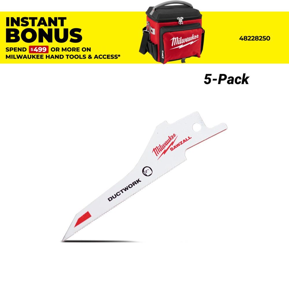 Milwaukee 48001630 5-Pack 30TPI Duct Work SAWZALL Blade  – image 1