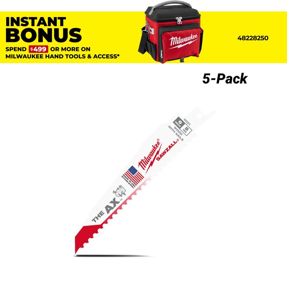 Milwaukee 48475021 (48005021) 5-Pack 150mm 6TPI The AX SAWZALL Demo Blades – image 1