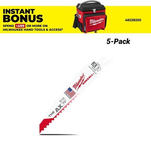 Milwaukee 48475021 (48005021) 5-Pack 150mm 6TPI The AX SAWZALL Demo Blades