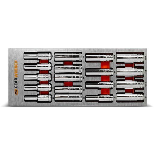 GEARWRENCH 83995 18pce 1/2" Drive Deep Socket Metric & SAE Set in EVA Tray
