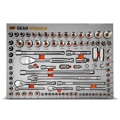 GEARWRENCH 83992 90pce 1/4", 3/8" & 1/2" Drive Metric/SAE Socket Set in EVA Tray
