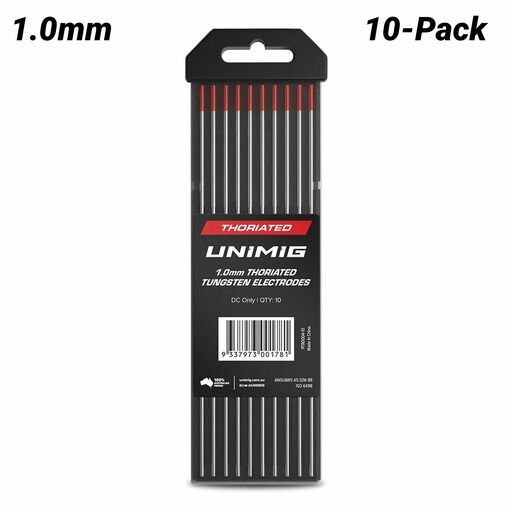 UNIMIG PTR0004-10 10-Pack 1.0mm x 175mm Thoriated TIG Tungsten Electrodes