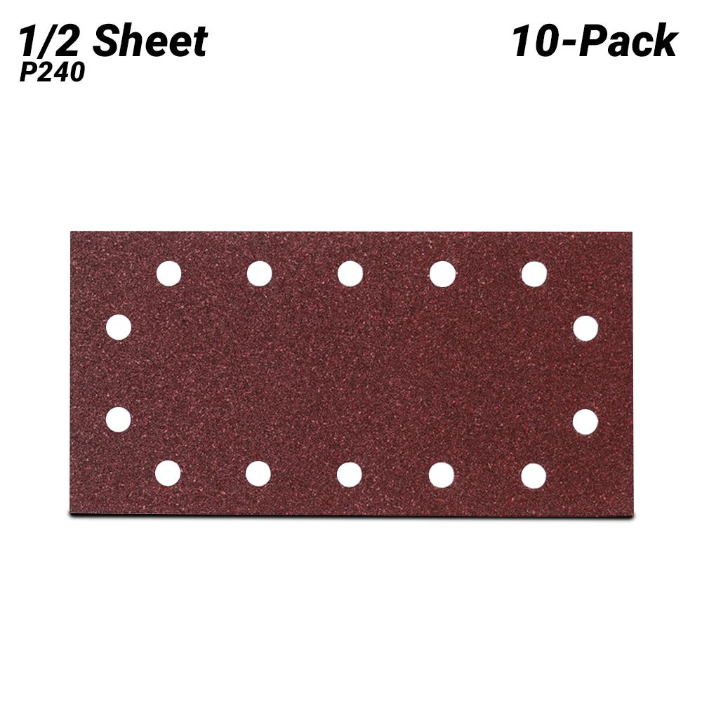 Makita P-33071 10-Pack 1/2 Sheet 240 Grit Punched Abrasive Sanding Paper – image 1