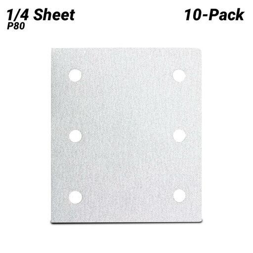 Makita P-35829 10-Pack 1/4 Sheet 80 Grit Hook & Loop Punched White Abrasive Sand Paper 