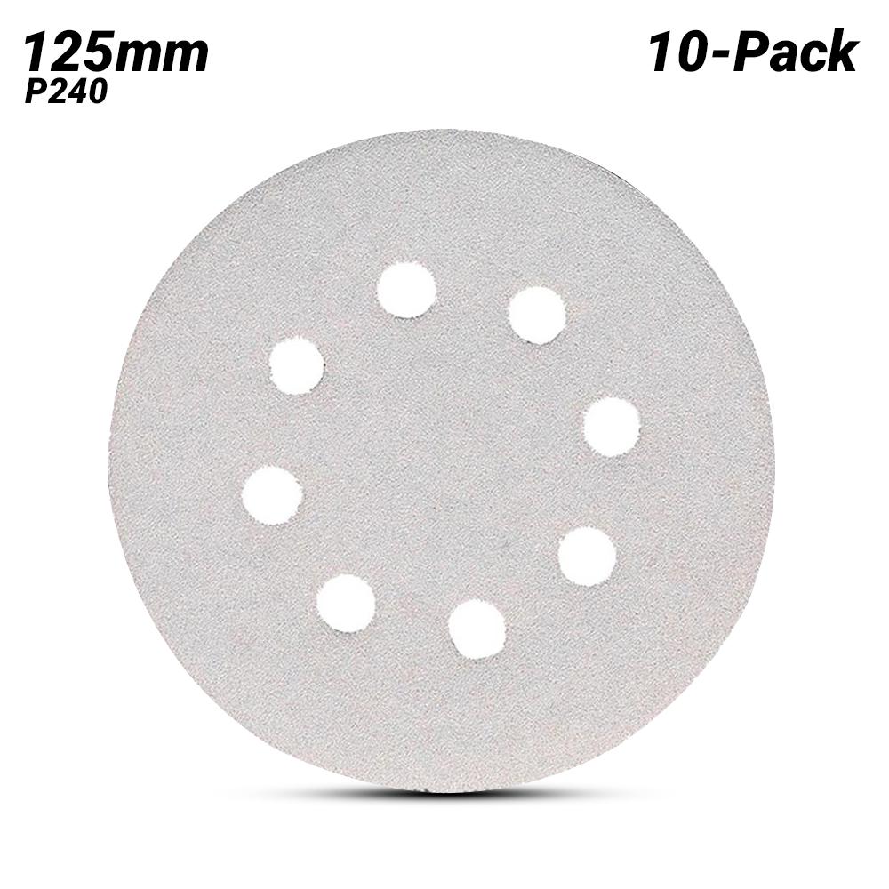 Makita P-33401 10-Pack 125mm 240 Grit Hook & Loop White Punched Abrasive Sand Paper – image 1