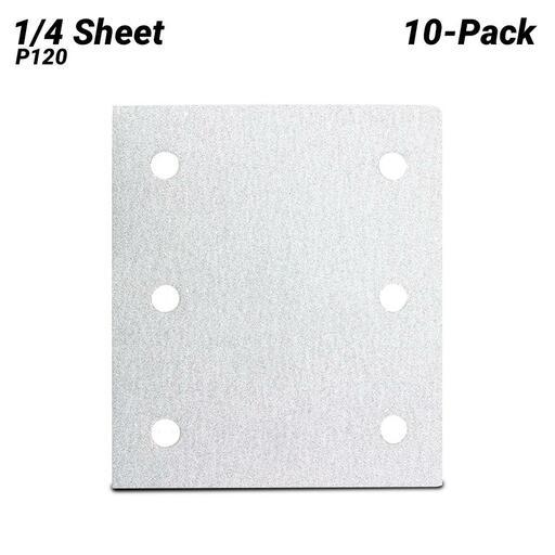 Makita P-35841 10-Pack 1/4 Sheet 120 Grit Hook & Loop Punched White Abrasive Sand Paper