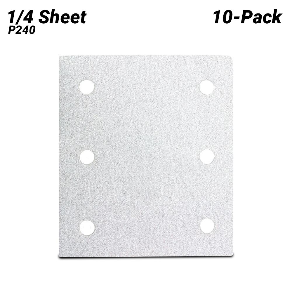 Makita P-35879 10-Pack 1/4 Sheet 240 Grit Hook & Loop Punched White Abrasive Sand Paper – image 1