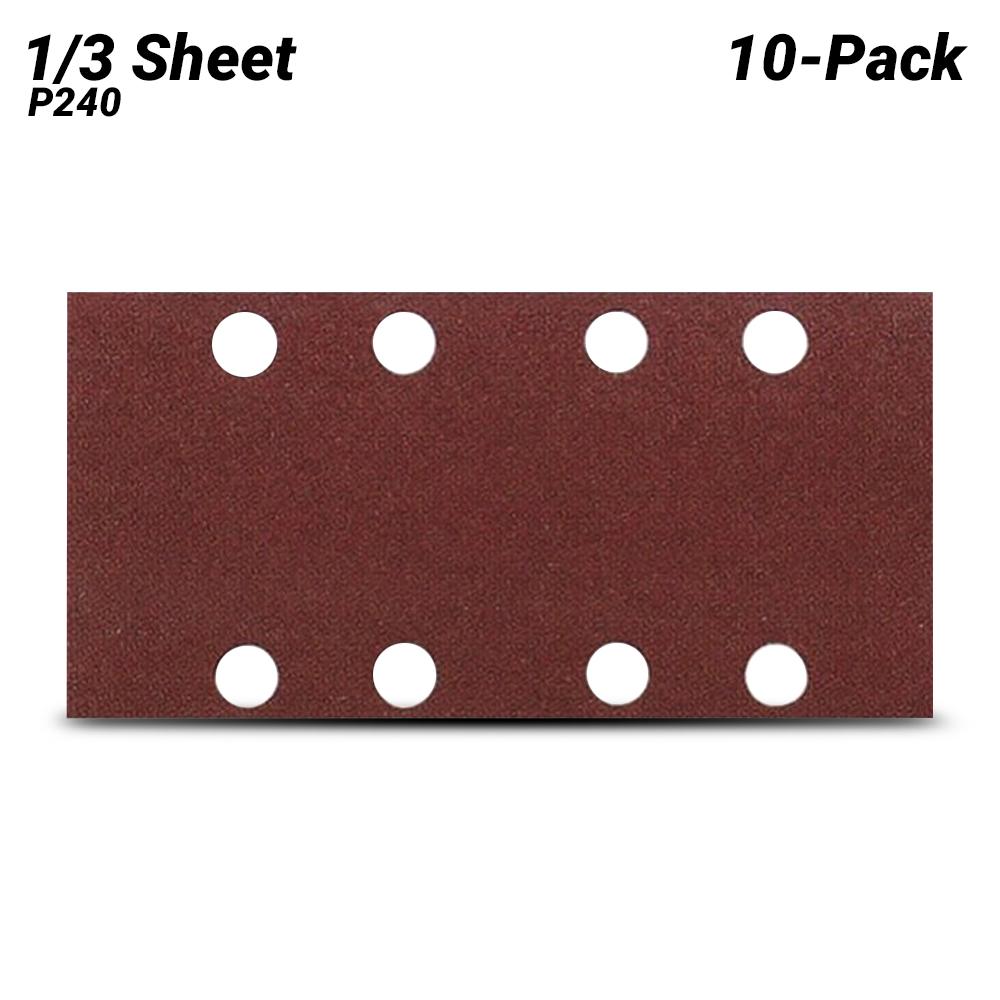 Makita P-36049 10-Pack 1/3 Sheet 240 Grit Punched Abrasive Sanding Sheet – image 1