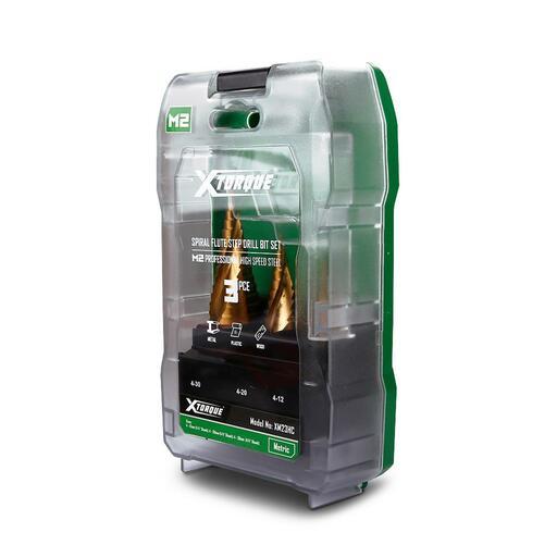 Xtorque XM23HC 3pce Metric M2 HSS Spiral Flute Step Drill Bit Set – image 2