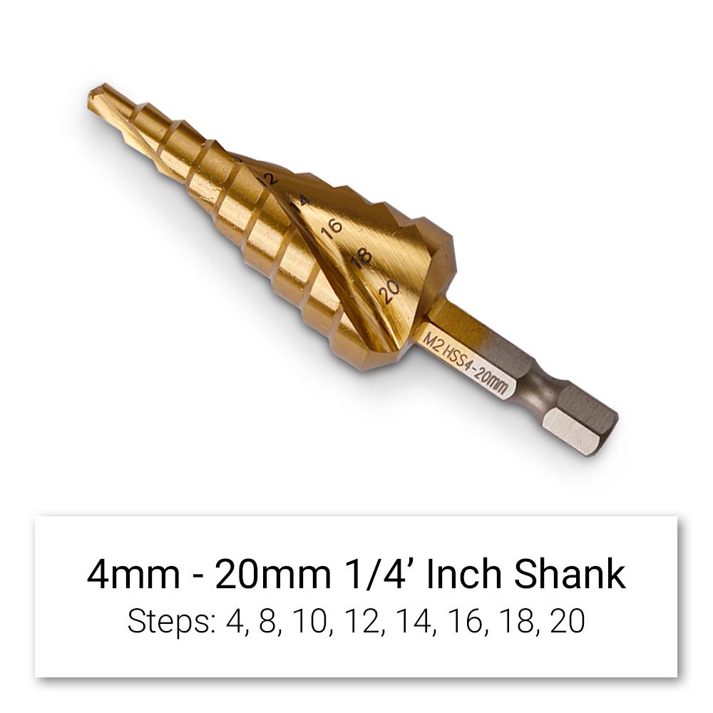 Xtorque X420SD 4mm - 20mm Metric M2 HSS Spiral Flute Step Drill – image 3