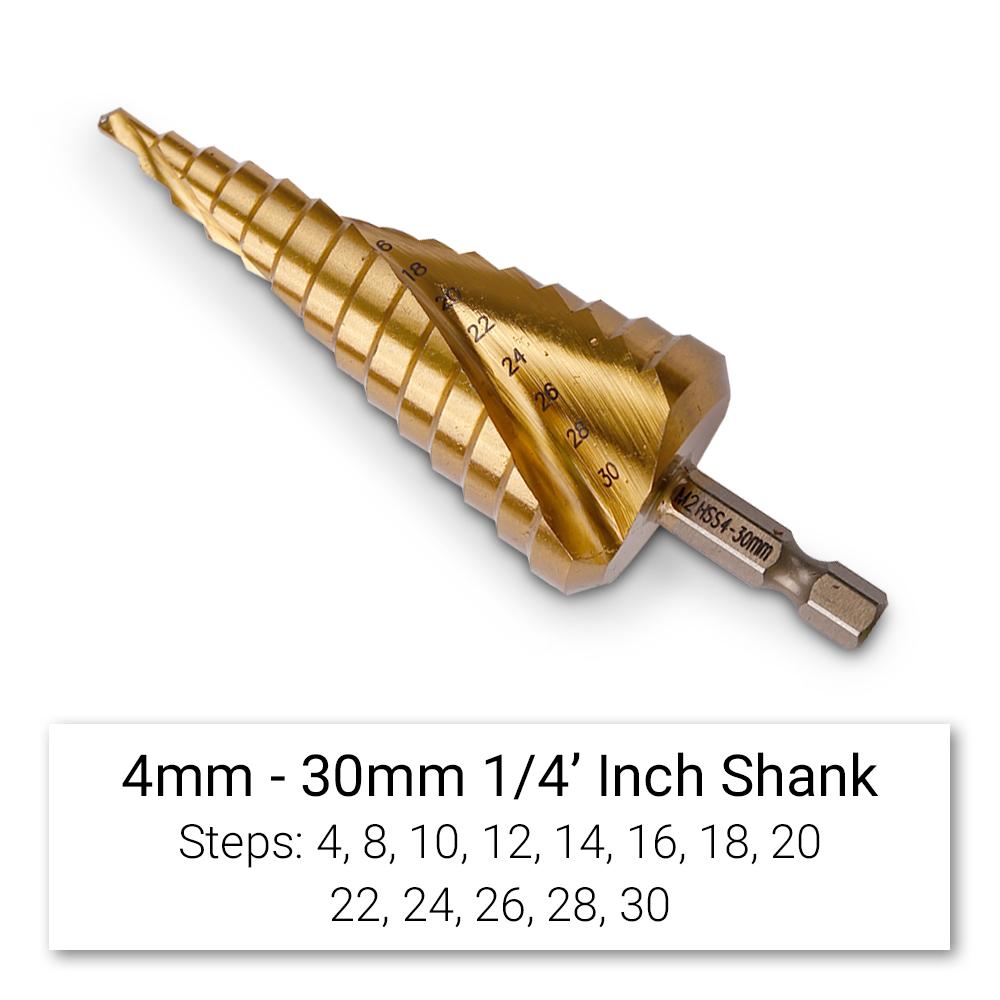 Xtorque X430SD 4mm - 30mm Metric M2 HSS Spiral Flute Step Drill – image 3