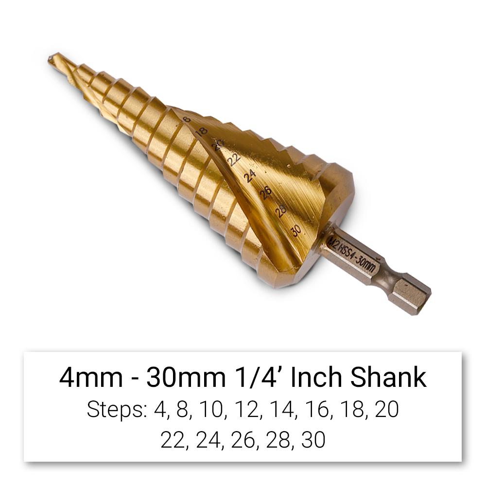 Xtorque XM23 3pce Metric M2 HSS Spiral Flute Step Drill Bit Set – image 4