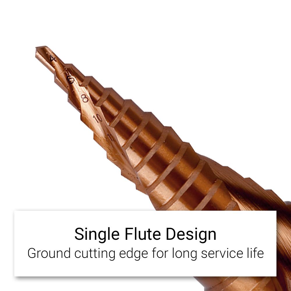 Xtorque XM353 3pce Metric M35 Cobalt Steel Spiral Flute Step Drill Bit Set – image 5