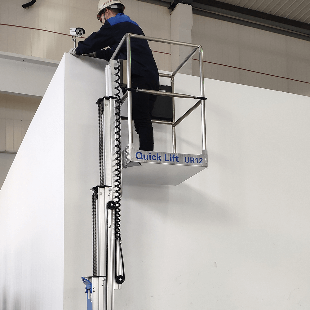 Quick Lift UR12 5.9m 12V Low Level Access Push Around Sliding Rail Personnel Lift – image 2