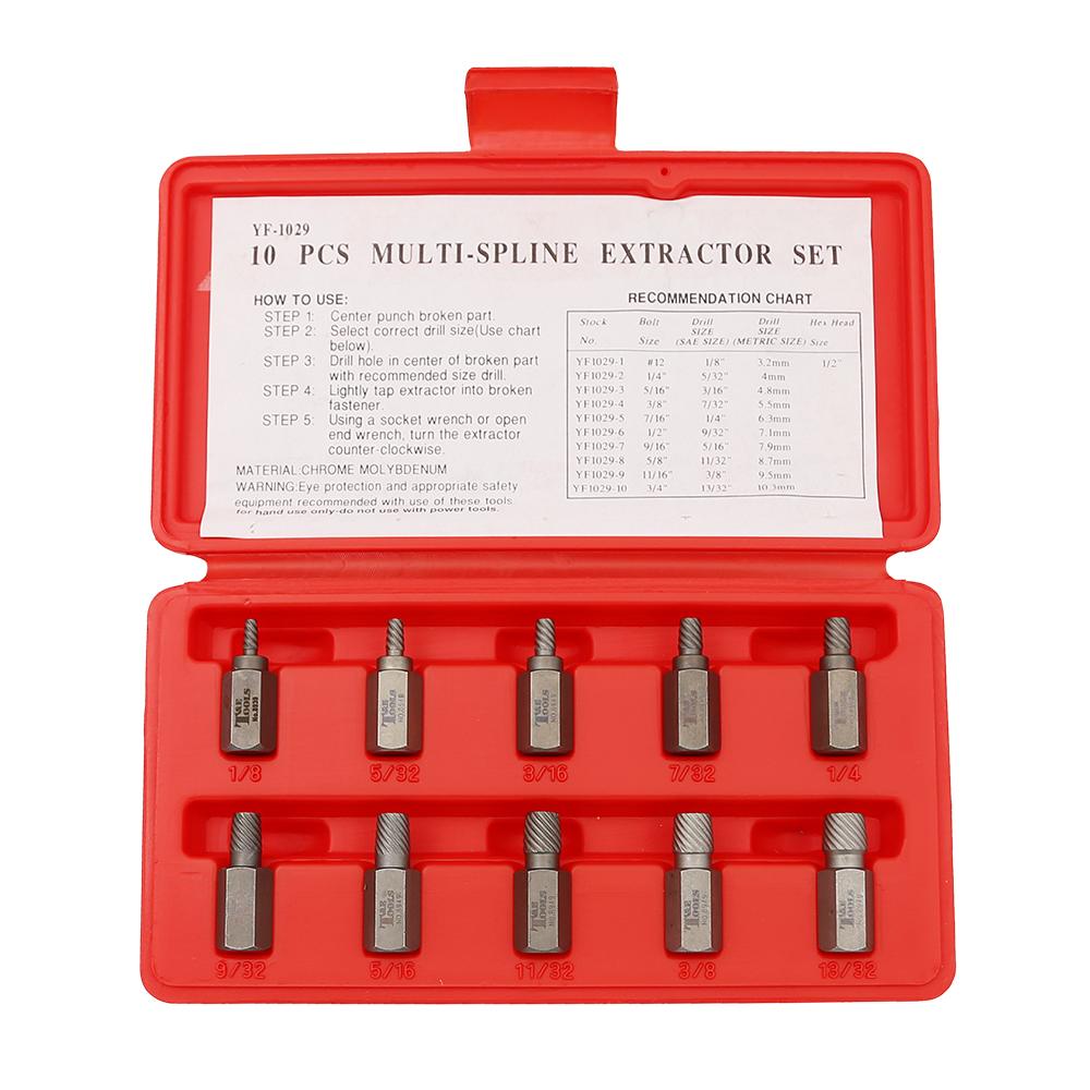 T&E Tools 8949 10pce Wedge-Proof Screw Extractor Set – image 1