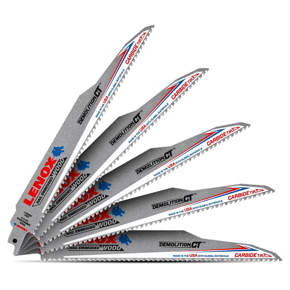 Lenox 1832144 5-Pack 229 x 22 x 1.3mm (9") 6TPI Carbide Tip Demolition CT Reciprocating Saw Blade – image 4