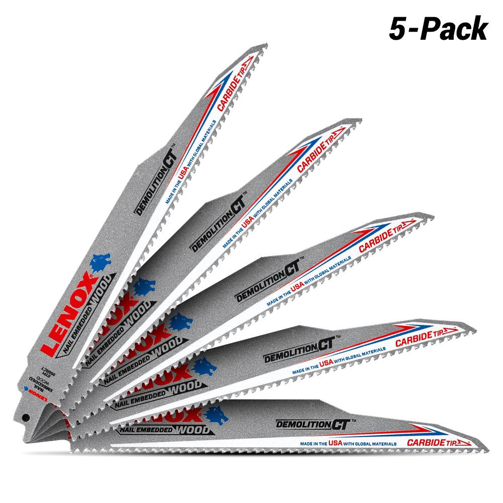 Lenox 1832144 5Pack 229 x 22 x 1.3mm (9") 6TPI Carbide Tip Demolition