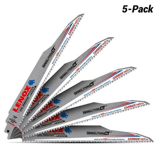 Lenox 1832144 5-Pack 229 x 22 x 1.3mm (9") 6TPI Carbide Tip Demolition CT Reciprocating Saw Blade – image 2