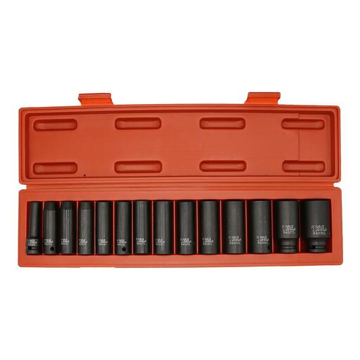 T&E Tools 98413L 14pce 1/2" Drive Deep Metric Impact Socket Set