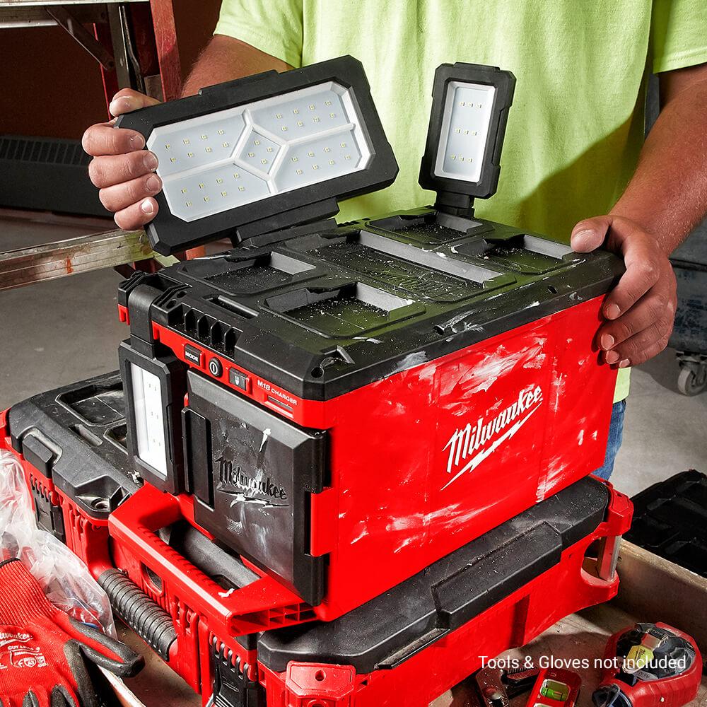 Milwaukee M18POALC-0 18V Li-Ion Cordless PACKOUT Area Light  Charger  Skin Only