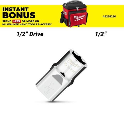 Milwaukee 45349100 1/2" Drive 1/2" SAE 6 Point Socket 