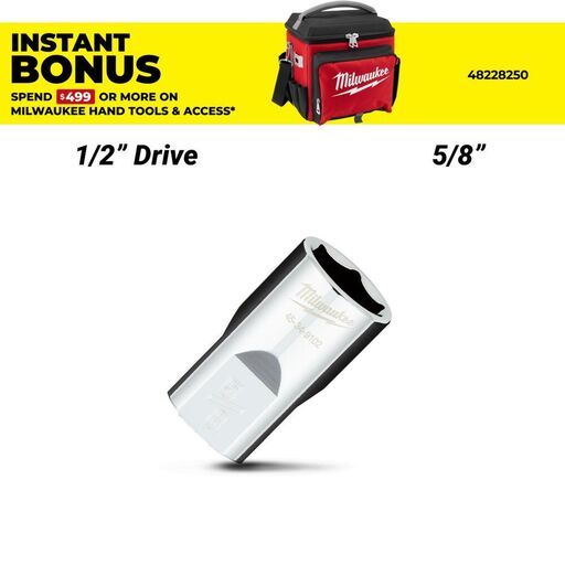 Milwaukee 45349102 1/2" Drive 5/8" SAE 6 Point Socket