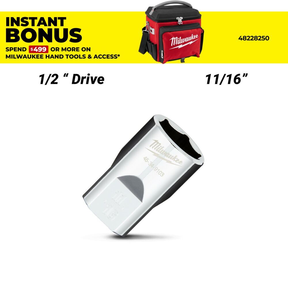 Milwaukee 45349103 i/2" Drive 11/16" SAE 6 Point Socket – image 1