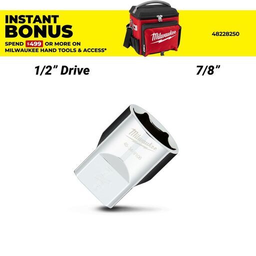 Milwaukee 45349106 1/2" Drive 7/8" SAE 6 Point Socket