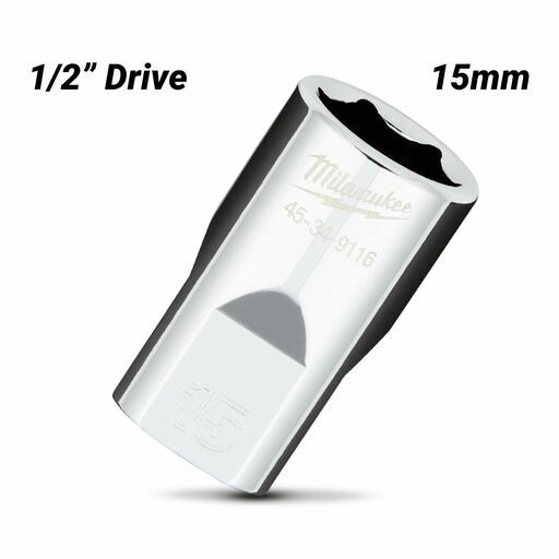 Milwaukee 45349116 1/2" Drive 15mm Metric 6 Point Socket – image 2