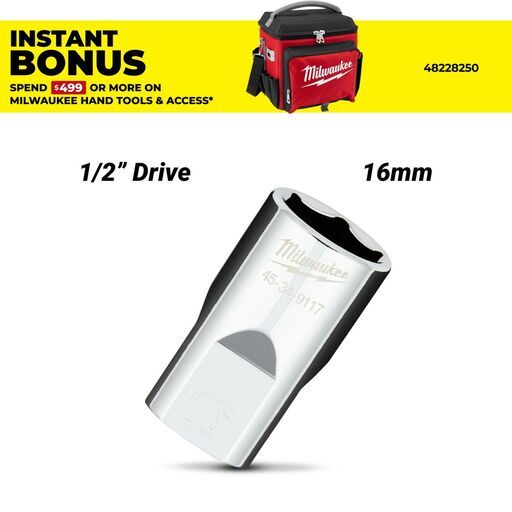 Milwaukee 45349117 1/2" Drive 16mm Metric 6 Point Socket