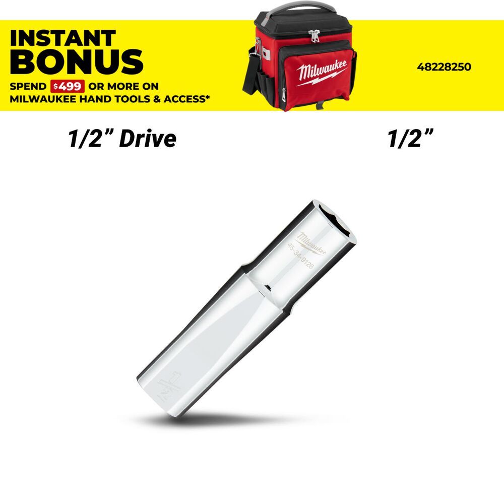 Milwaukee 45349126 1/2" Drive 1'2" SAE 6 Point Deep Socket – image 1