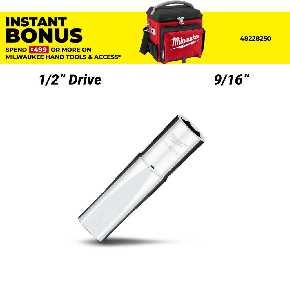 Milwaukee 45349127 1'2" Drive 9/16" SAE 6 Point Deep Socket – image 1
