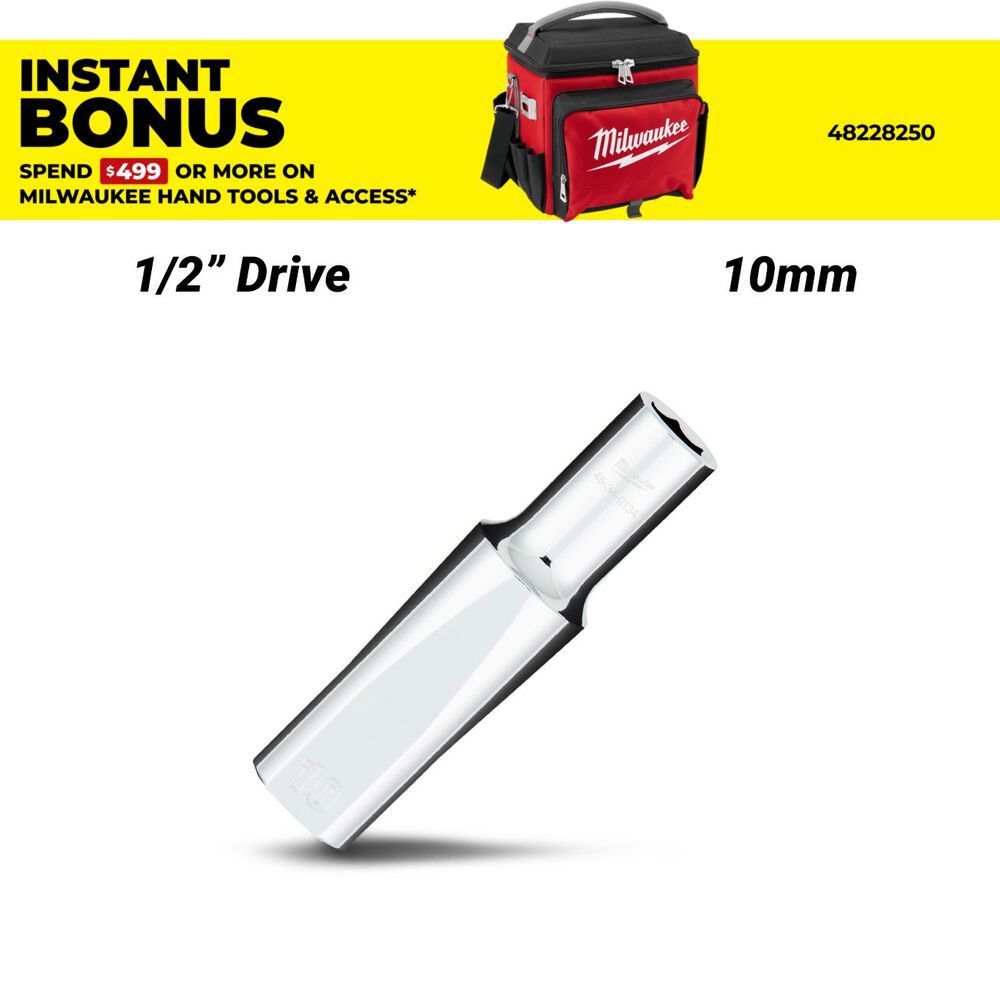 Milwaukee 45349134 1/2" Drive 10mm Metric 6 Point Deep Socket – image 1