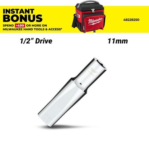 Milwaukee 45349135 1/2" Drive 11mm Metric 6 Point Deep Socket