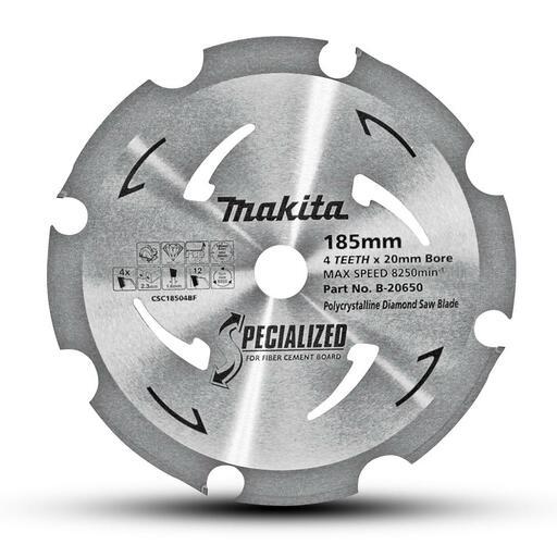 Makita B-20650 185mm (7") 4T Fibre Cement Cutting PCD Saw Blade