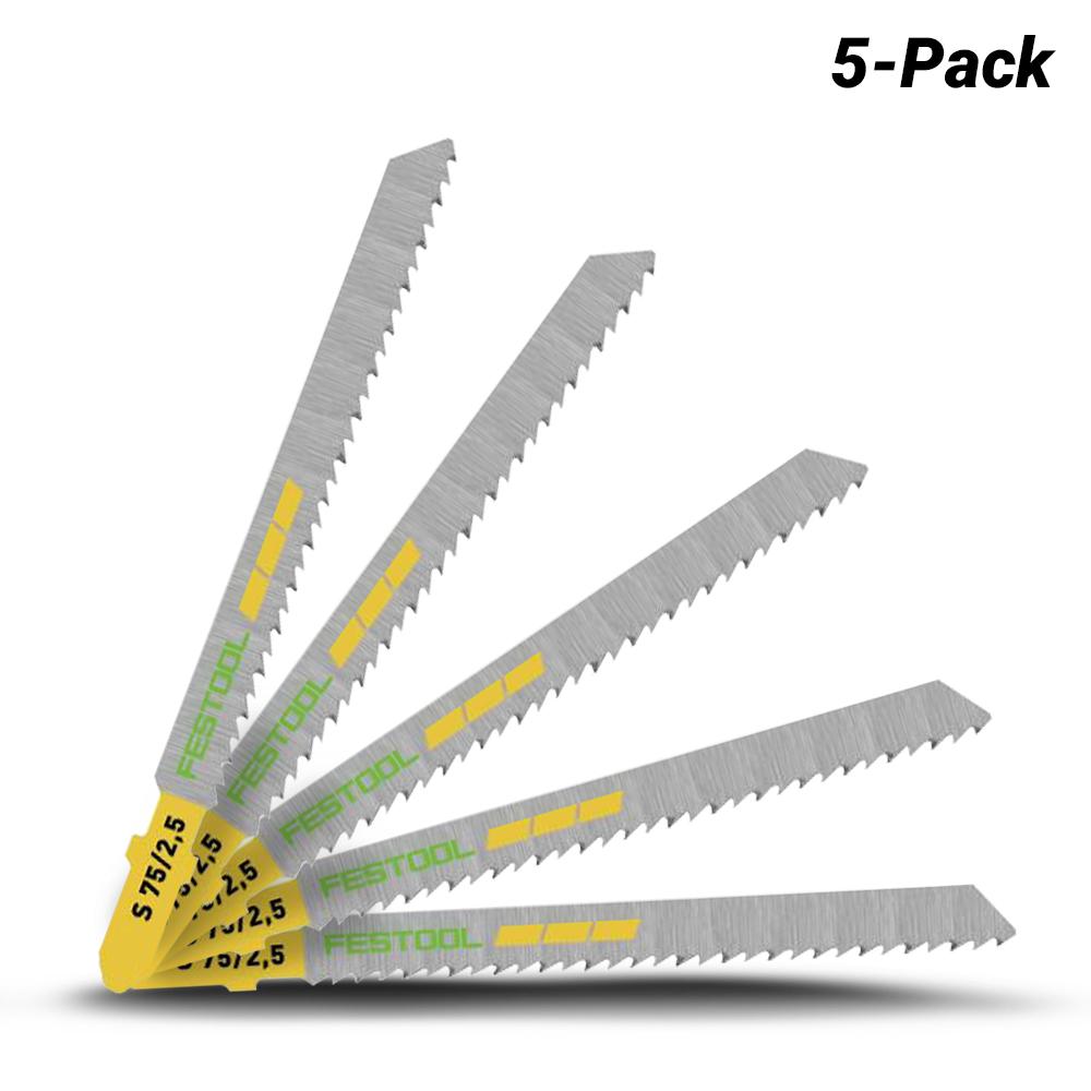 Festool S 75/2.5/5 (204256) 5-Pack 75mm Fine Cut Wood Jigsaw Blades – image 1