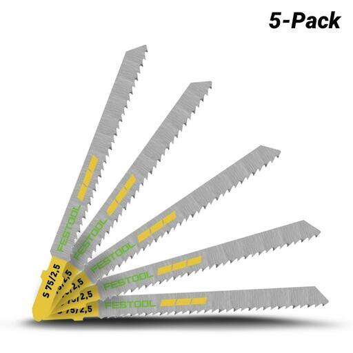 Festool S 75/2.5/5 (204256) 5-Pack 75mm Fine Cut Wood Jigsaw Blades