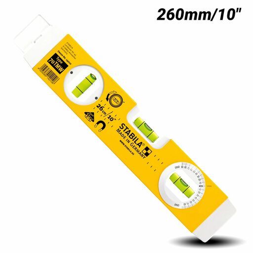 Stabila 70TMW/25 260mm (10") 3 Vial Torpedo Box Frame Angle Measure Magnetic Spirit Level