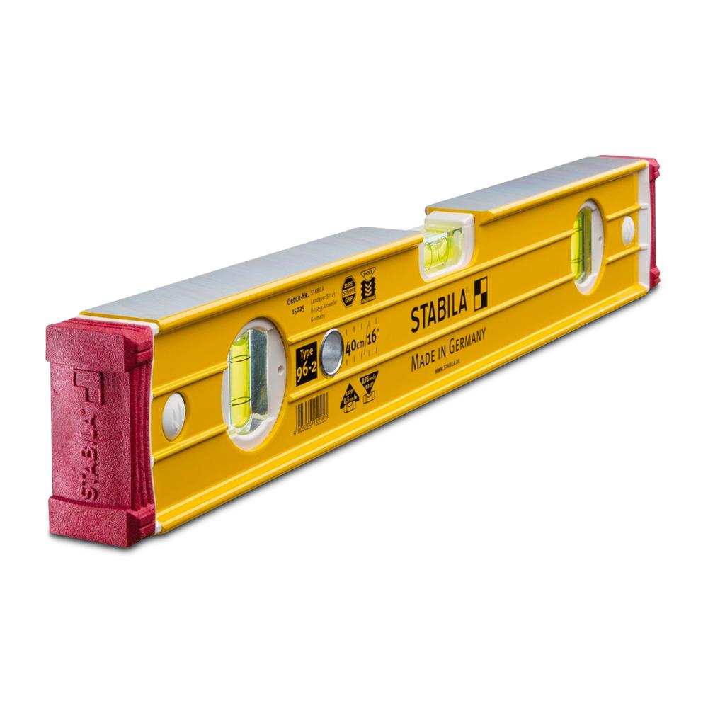 Stabila 96-2/40 400mm (16") 3 Vial Ribbed Box Frame Spirit Level – image 1